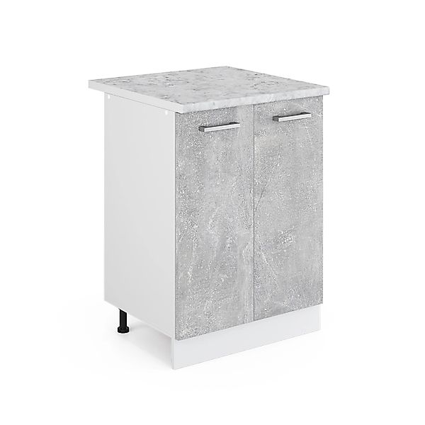 Vicco Küchenunterschrank R-Line Küchenkommode Beton/Weiß 60 cm AP Marmor günstig online kaufen