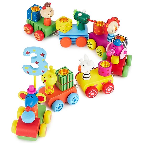 BIECO Kerzenhalter Bieco Holz Geburtstagszug Safari günstig online kaufen