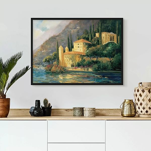 Bild mit Rahmen - Querformat Italienische Landschaft - Landhaus günstig online kaufen