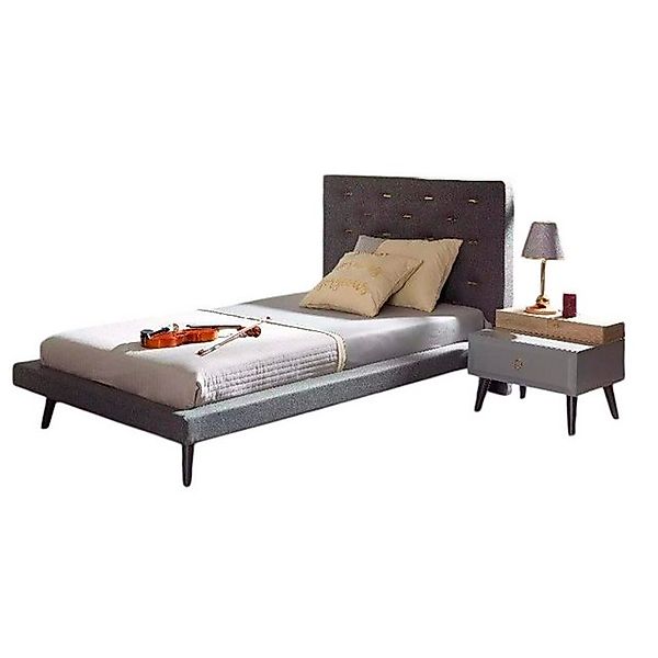 Xlmoebel Bett Jugendbett Set mit Nachttisch für Kinderzimmer aus grauem Hol günstig online kaufen