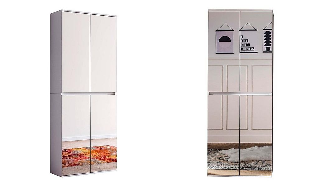 trendteam Garderobenschrank Garderobenschrank Mirror 4-trg weiß Spiegel Sch günstig online kaufen