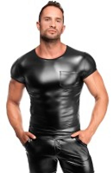 Powerwetlook T-Shirt mit Brusttasche – Schwarz günstig online kaufen