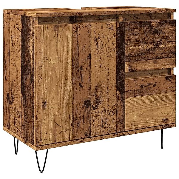 vidaXL Badezimmer-Set Waschbeckenunterschrank Altholz-Optik 65x33x60 cm günstig online kaufen