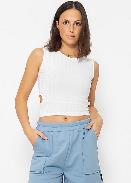 SASSYCLASSY T-Shirt Kurzes Top mit Cut-Out für Damen Geripptes Top aus Visk günstig online kaufen