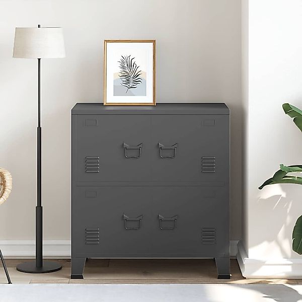 vidaXL Aufbewahrungsbox Aufbewahrungstruhe Industrial Anthrazit 75x40x80 günstig online kaufen