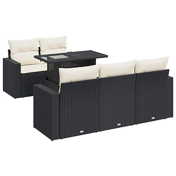 vidaXL 6-Tlg Garten-Sofagarnitur mit Kissen Schwarz Poly Rattan 3326247 günstig online kaufen