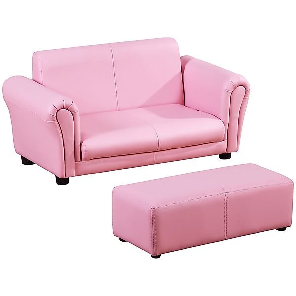 HOMCOM Kindersessel mit Fußhocker  Rosa Kindercouch & Hocker, Bequemes Sofa günstig online kaufen