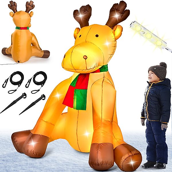 monzana Tierfigur, Aufblasbares Rentier 180cm LED Beleuchtet Befestigungsma günstig online kaufen