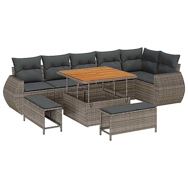 vidaXL Garten-Sofa-Set 9-Tlg Grau Poly Rattan 3361888 günstig online kaufen
