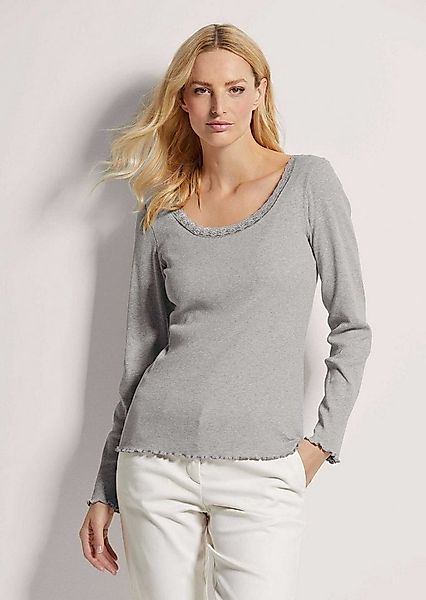 MADELEINE 3/4-Arm-Shirt Rippen-Shirt mit Spitze günstig online kaufen