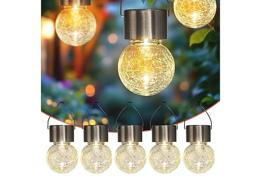 Spetebo LED Solarleuchte Solarleuchten in Bruchglas Optik, Ein-/Ausschalter günstig online kaufen