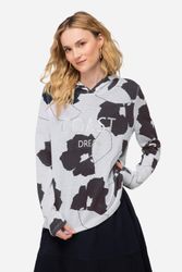 Laurasøn Sweatshirt Hoodie Blätter Print Netz-Kapuze günstig online kaufen