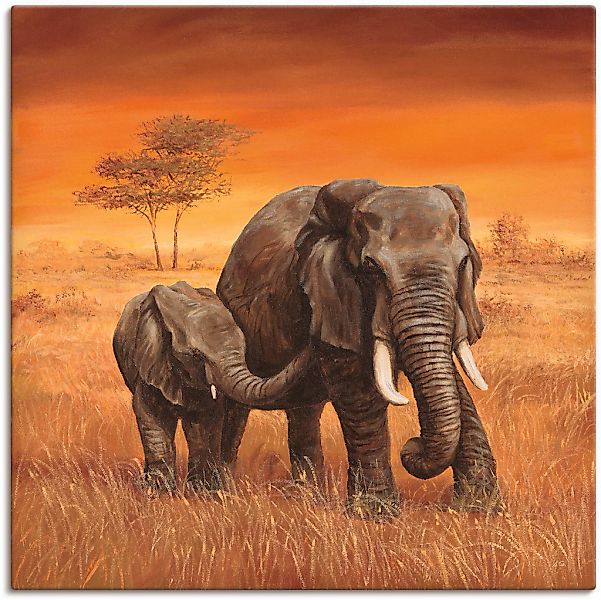 Artland Leinwandbild "Elefanten II" Wildtiere 1 Stk. tlg. auf Holzrahmen ge günstig online kaufen