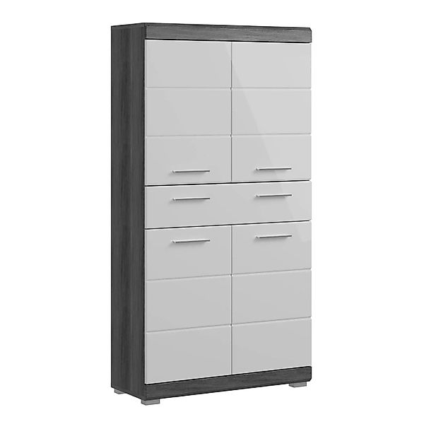 Badmidischrank 74 cm x 141 cm x 31 cm Weiß-Rauchsilber günstig online kaufen