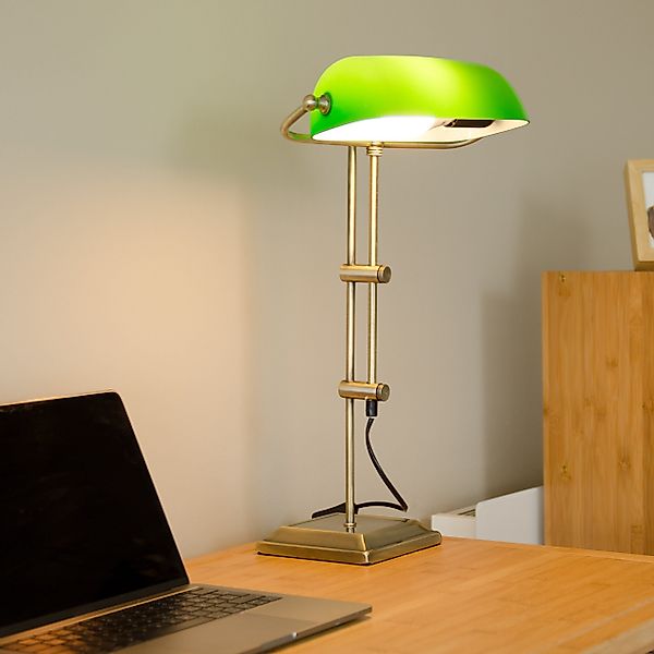 relaxdays Tischleuchte Bankerlampe grün günstig online kaufen