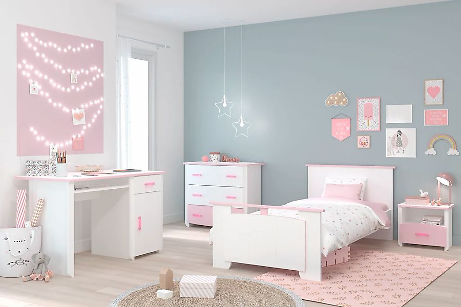 Faizee Möbel Jugendzimmer-Set Parisot Biotiful16 weiß/rosa günstig online kaufen