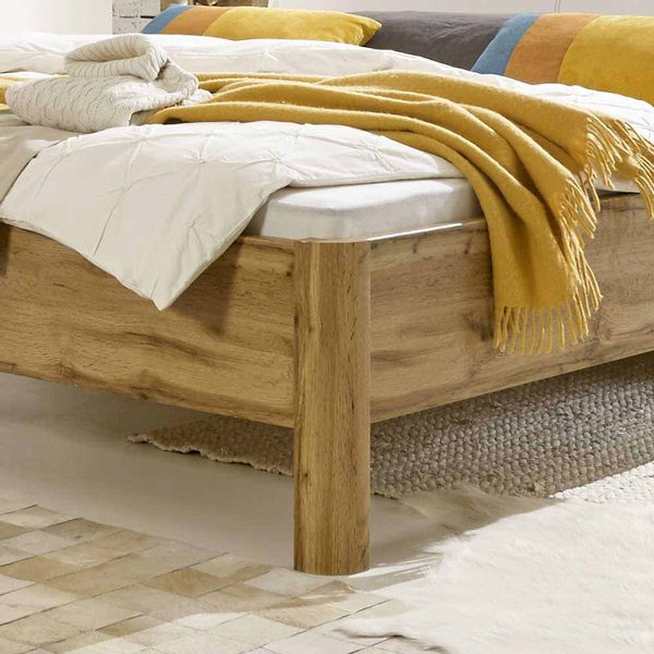 Komfortbett in Eiche Weiß Nachtkommoden (dreiteilig) günstig online kaufen