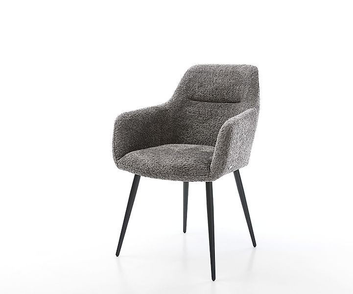 Esszimmerstuhl Pejo-Flex Bouclé Weiß 4-Fuß konisch Schwarz Taschenfederkern günstig online kaufen