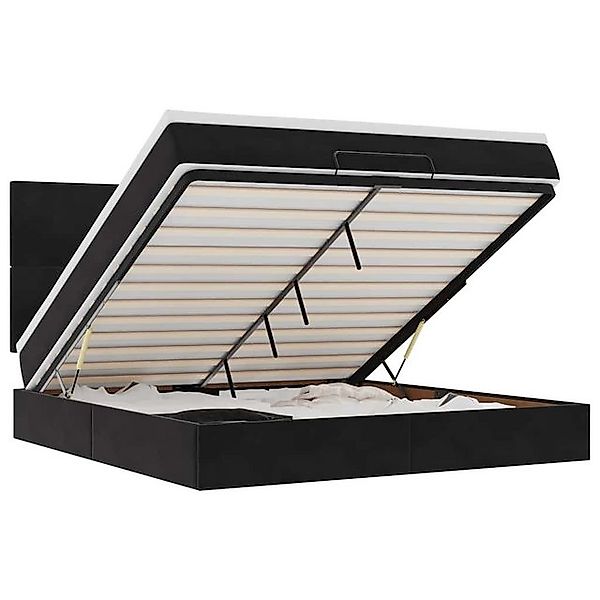 vidaXL Bett, Ottoman-Bett mit Matratzen & LEDs Schwarz 160x200 cm Samt günstig online kaufen