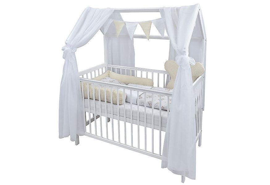Baby-Delux Komplettbett Hausbett Babybett Komplettset Waffelpique, 12-tlg., günstig online kaufen