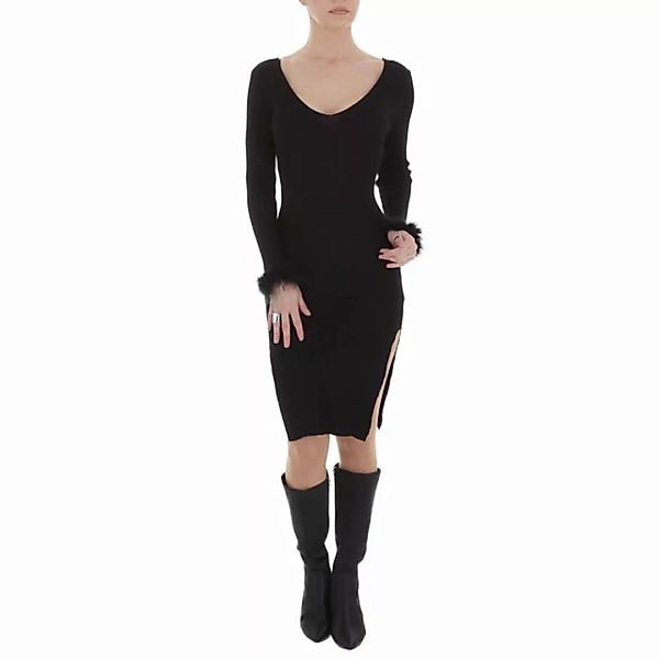 Ital-Design Strickkleid Damen Party & Clubwear Federn Stretch Strickoptik M günstig online kaufen