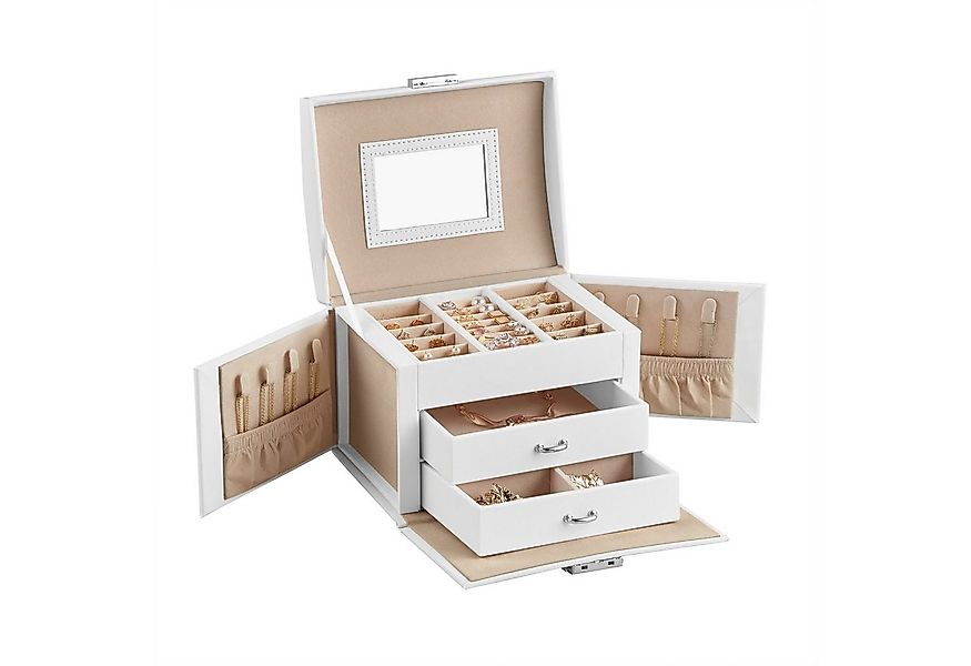 SONGMICS Schmuckkasten, 3 Ebenen, mit Griff, 2 Schubladen, Schmuckkoffer günstig online kaufen