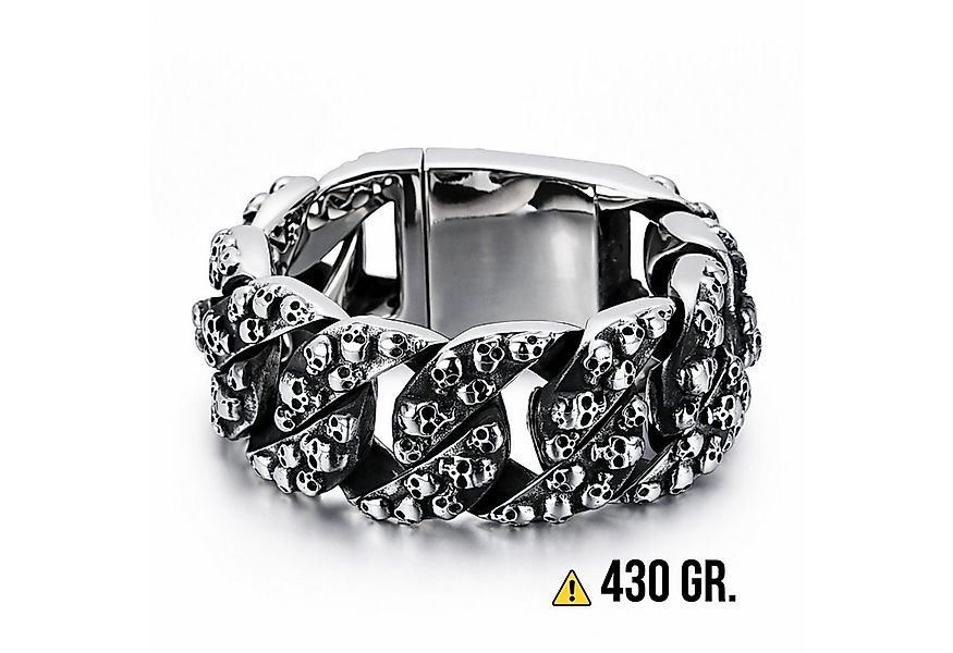 UNIQAL.de Edelstahlarmband Panzerarmband Herren "SILVER SKULL" Edelstahlarm günstig online kaufen