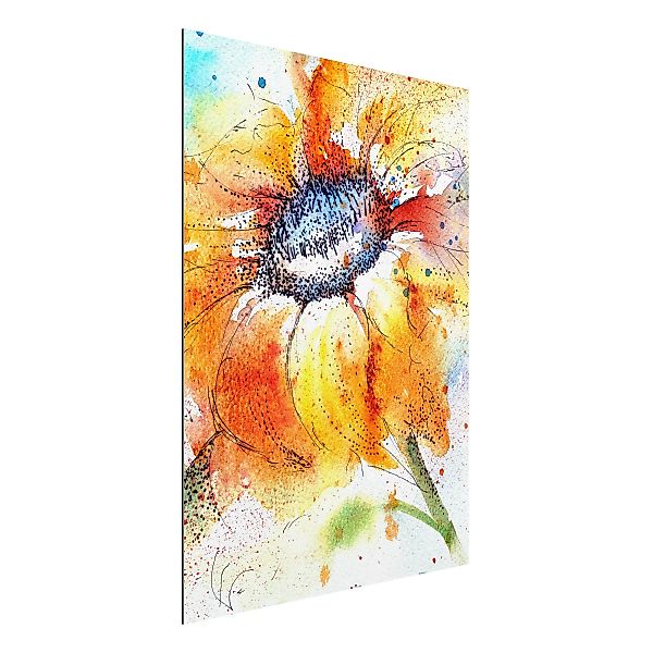 Alu-Dibond Bild Blumen - Hochformat 3:4 Painted Sunflower günstig online kaufen