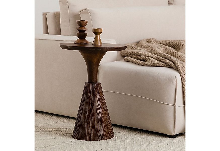 IDIMEX Beistelltisch BHIMA, Couchtisch rund 40 cm aus Mangoholz, skulptural günstig online kaufen