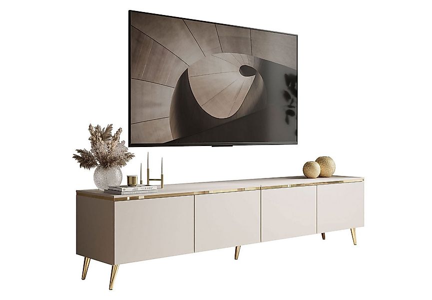 Lookway TV-Schrank CELINE KASCHMIR 200 cm auf goldenen Füßen mit LED-Beleuc günstig online kaufen