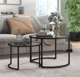 XDOVET Couchtisch 2er-Set Couchtische,Beistelltische Kaffeetisch, Glastisch günstig online kaufen