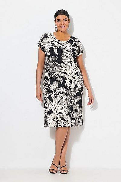 Ulla Popken Minikleid Jerseykleid Palmen Oversized Rundhals Halbarm günstig online kaufen