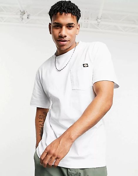 Dickies – Porterdale – T-Shirt mit Tasche in Weiß günstig online kaufen