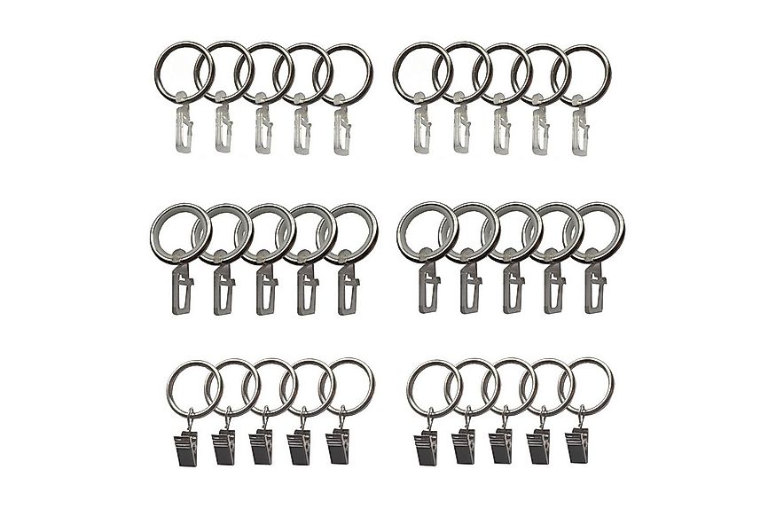 BASIT Gardinenring Metallringe mit Metallklemmen C18, für 19 und 20 mm Gard günstig online kaufen