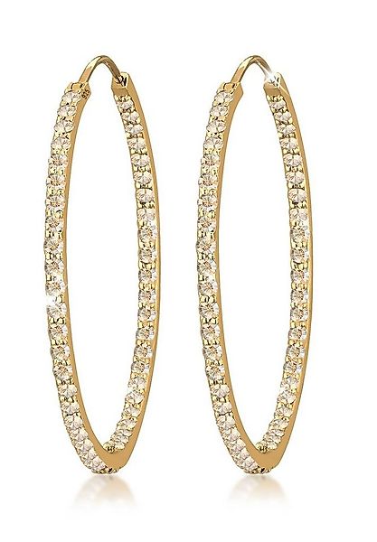 Elli Premium Paar Creolen Creolen Weiß 925 Sterling Silber, mit Kristallen günstig online kaufen