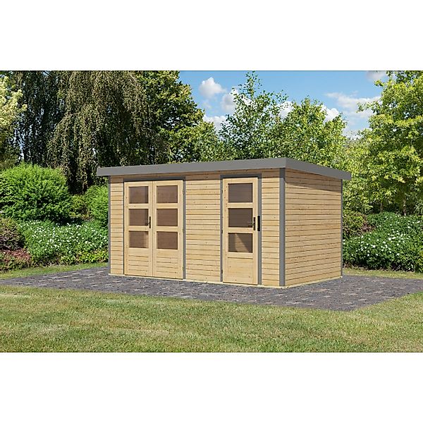 Karibu Gartenhaus Alfredo A Naturbelassen/Graualuminium 209 x 400 x 213 cm günstig online kaufen