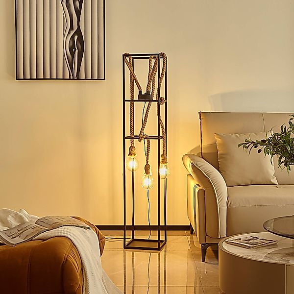 Lucande Vlados Design-Stehlampe, Käfig, 3-fl. günstig online kaufen