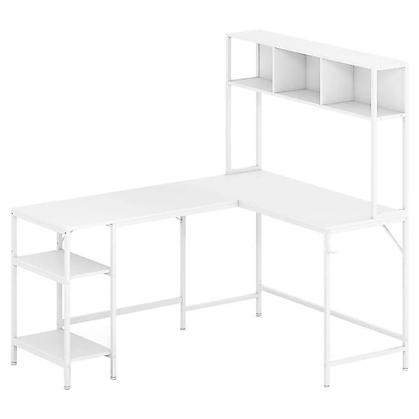 Costway L-Förmiger Schreibtisch 150 x 120 cm mit Bücherregal Weiß günstig online kaufen