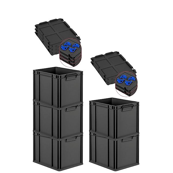 PROREGAL SparSet 5x Eurobox Nextgen Grip Mit Auflagedeckel Und Blauen Versc günstig online kaufen