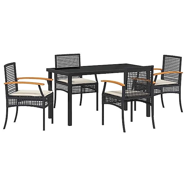 vidaXL Garten Essgruppe 5-Tlg Schwarz Poly Rattan 3380815 günstig online kaufen