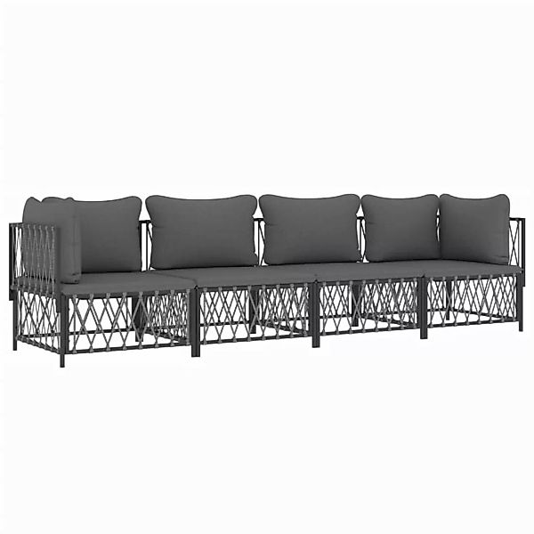 Vidaxl 4-tlg. Garten-lounge-set Mit Kissen Anthrazit Stahl günstig online kaufen