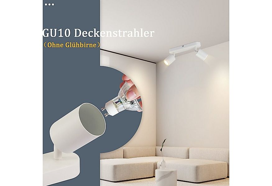 ZMH Deckenstrahler 2 Flammig - Schwarz/Weiß Deckenspots Schwenkbar 350° für günstig online kaufen