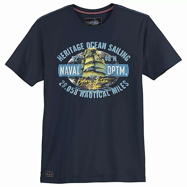 redfield Rundhalsshirt Große Größen Herren T-Shirt navy Print Naval DPTM Re günstig online kaufen