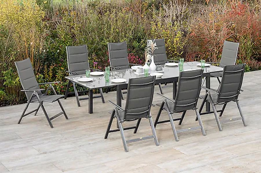 MERXX Garten-Essgruppe »Taviano« Set, 9 Stk. tlg. 8 Klappsessel, 5-fach ver günstig online kaufen