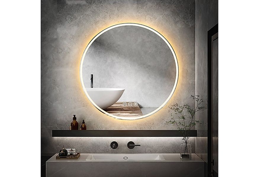 Yorbay Badspiegel Badspiegel Rund mit Beleuchtung LED Knopfschalter, Antibe günstig online kaufen