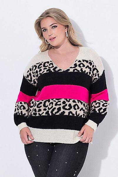 MIAMODA Strickpullover Pullover oversized Blockstreifen mit Leo günstig online kaufen