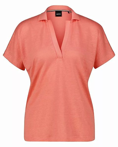 BOSS Poloshirt Damen Strickpoloshirt mit Leinen ENELINA Kurzarm (1-tlg) günstig online kaufen