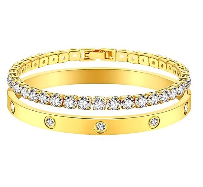 Lale Collection® Schmuckset Edelstahl-Armreif Strass Accessoire Gold Silber günstig online kaufen