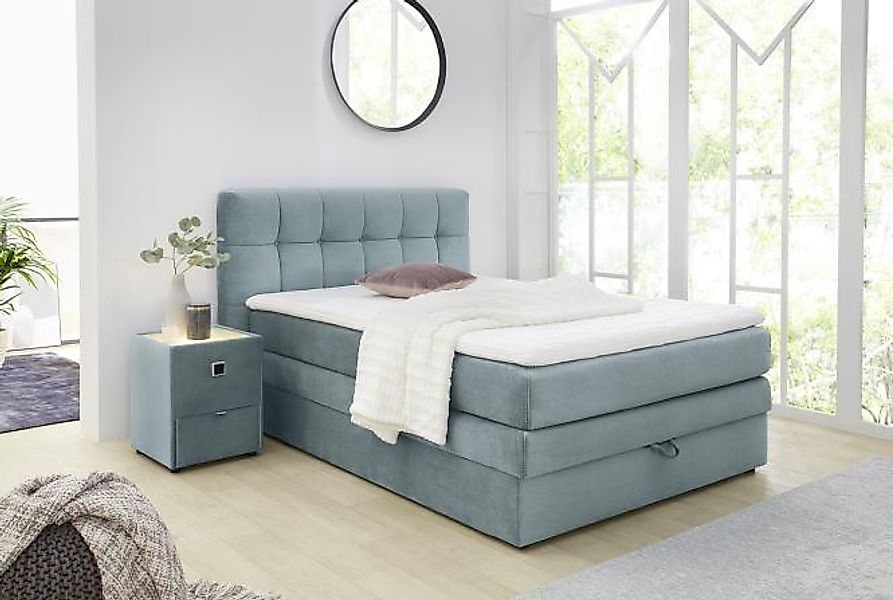 140x200 Boxspringbett inkl. Topper und Tonnen-Taschenfederkern-Matratze AMY günstig online kaufen