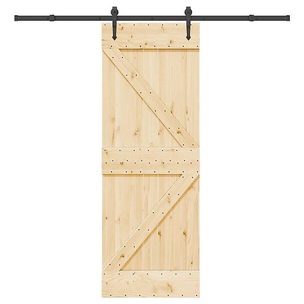vidaXL Schiebetür mit Beschlag 70x210 cm Massivholz Kiefer 3332646 günstig online kaufen